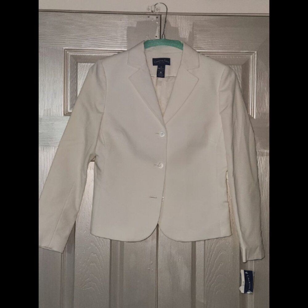NWT 100% Cotton- Cream Charter Club 2 Piece Skirt Suit Size 8 - Picture 3 of 8